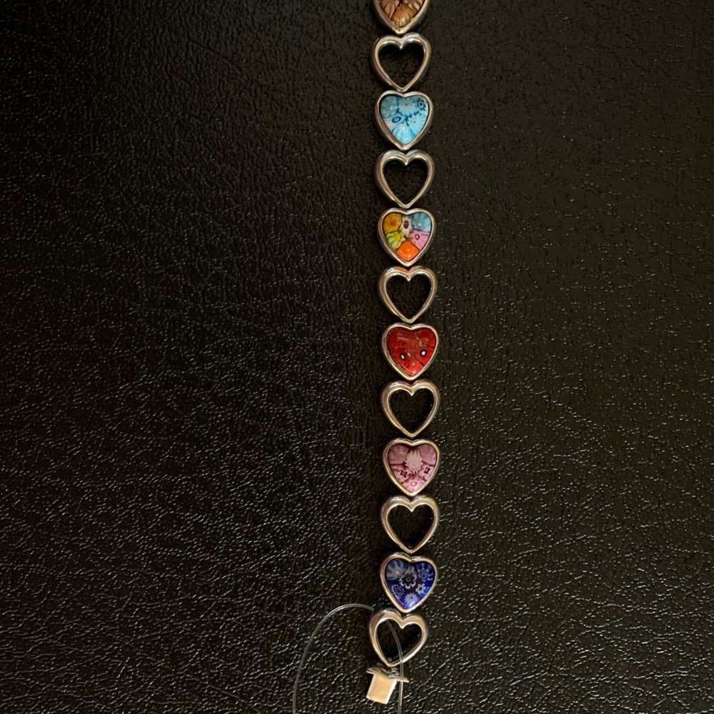 Murano Glass Bracelet, Alan K design, large hearts